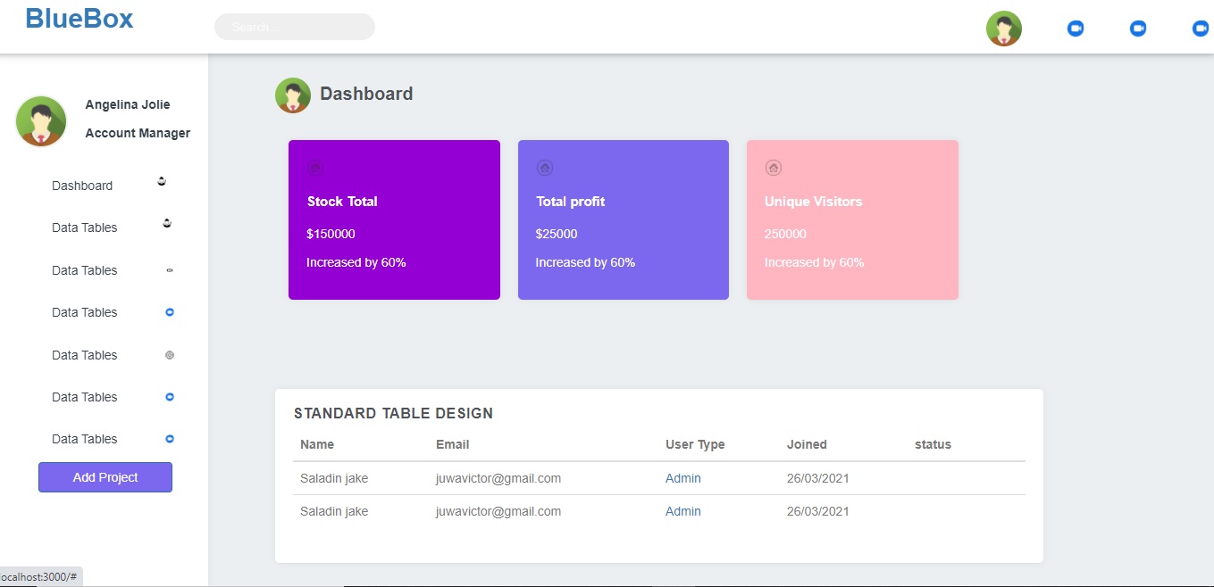 React Dashboard thumbnail